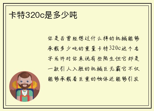 卡特320c是多少吨